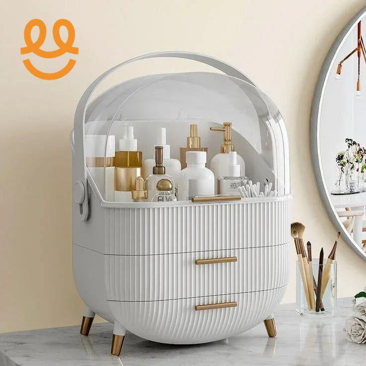 Luxury Portable Cosmetic Organizer Box with Lid & Drawers | With Free Bear Gift