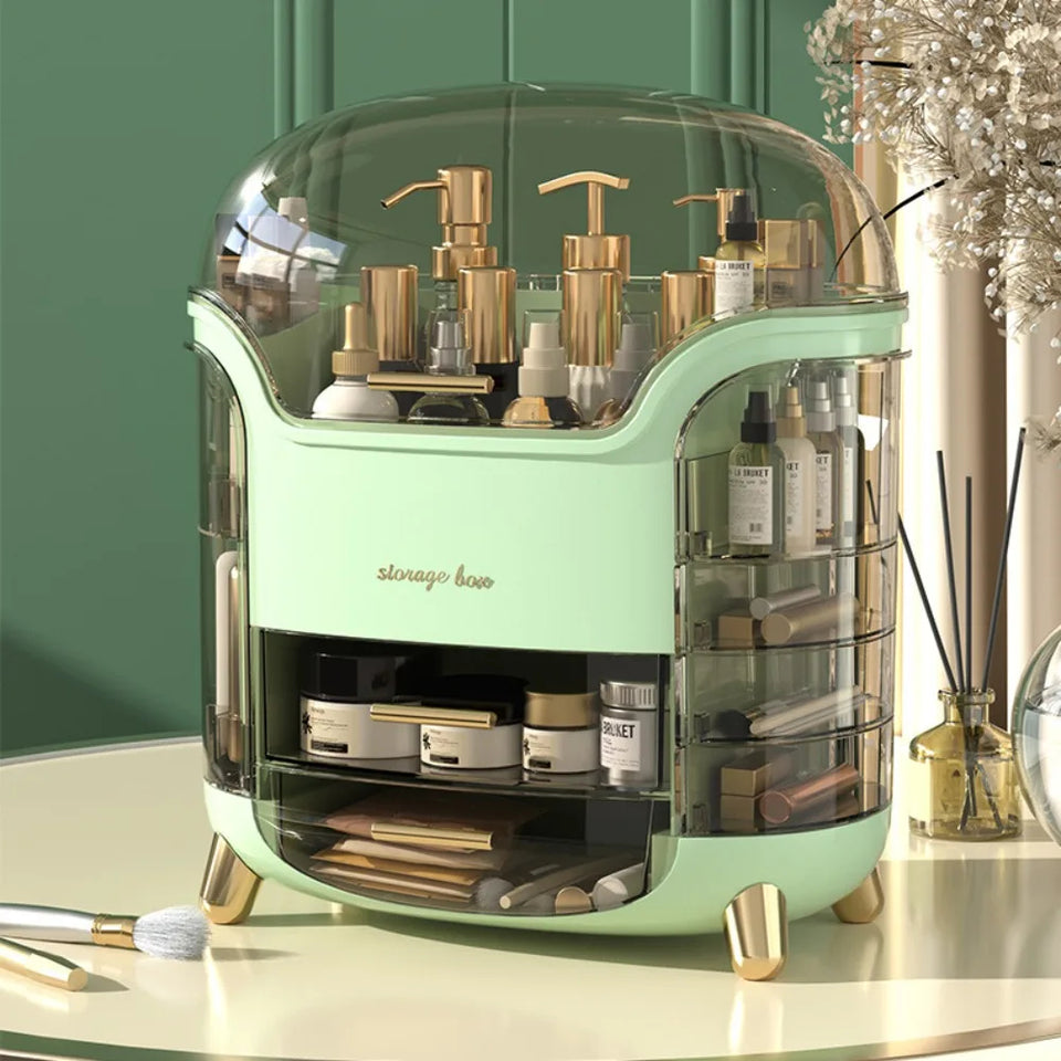 Elegant Multi-Layer Cosmetic Organizer with Lid & Drawers | With Free Bear Gift