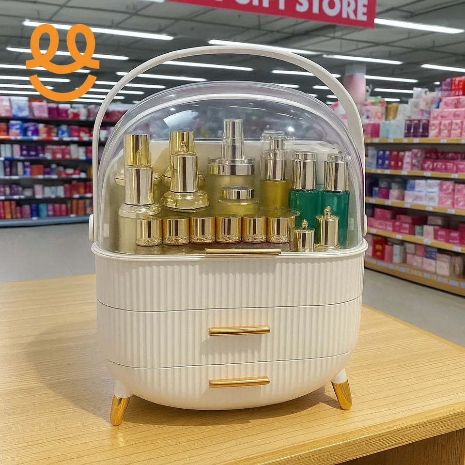 Luxury Portable Cosmetic Organizer Box with Lid & Drawers | With Free Bear Gift