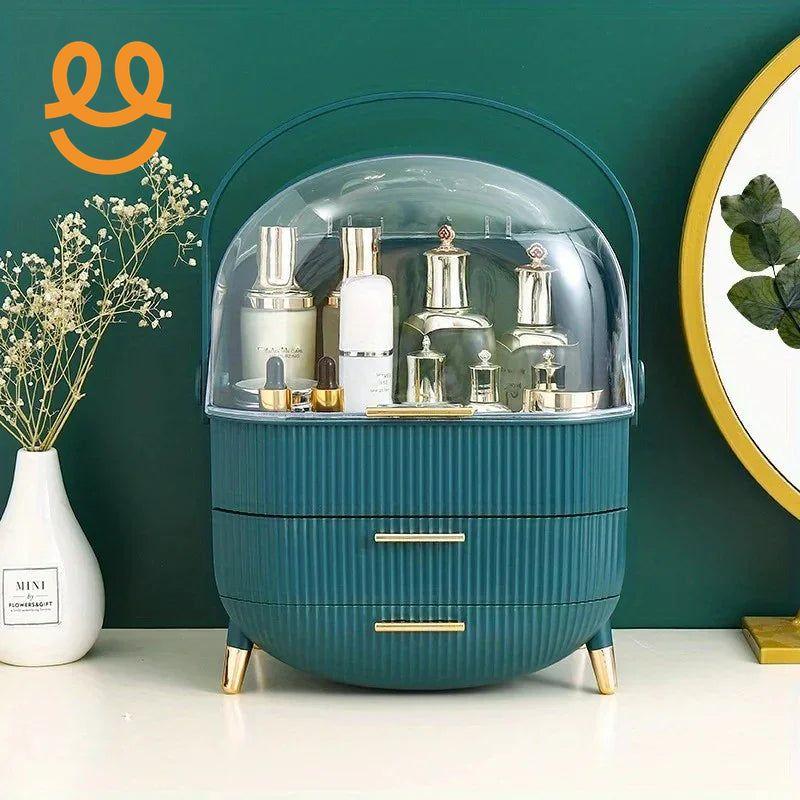 Luxury Portable Cosmetic Organizer Box with Lid & Drawers | With Free Bear Gift