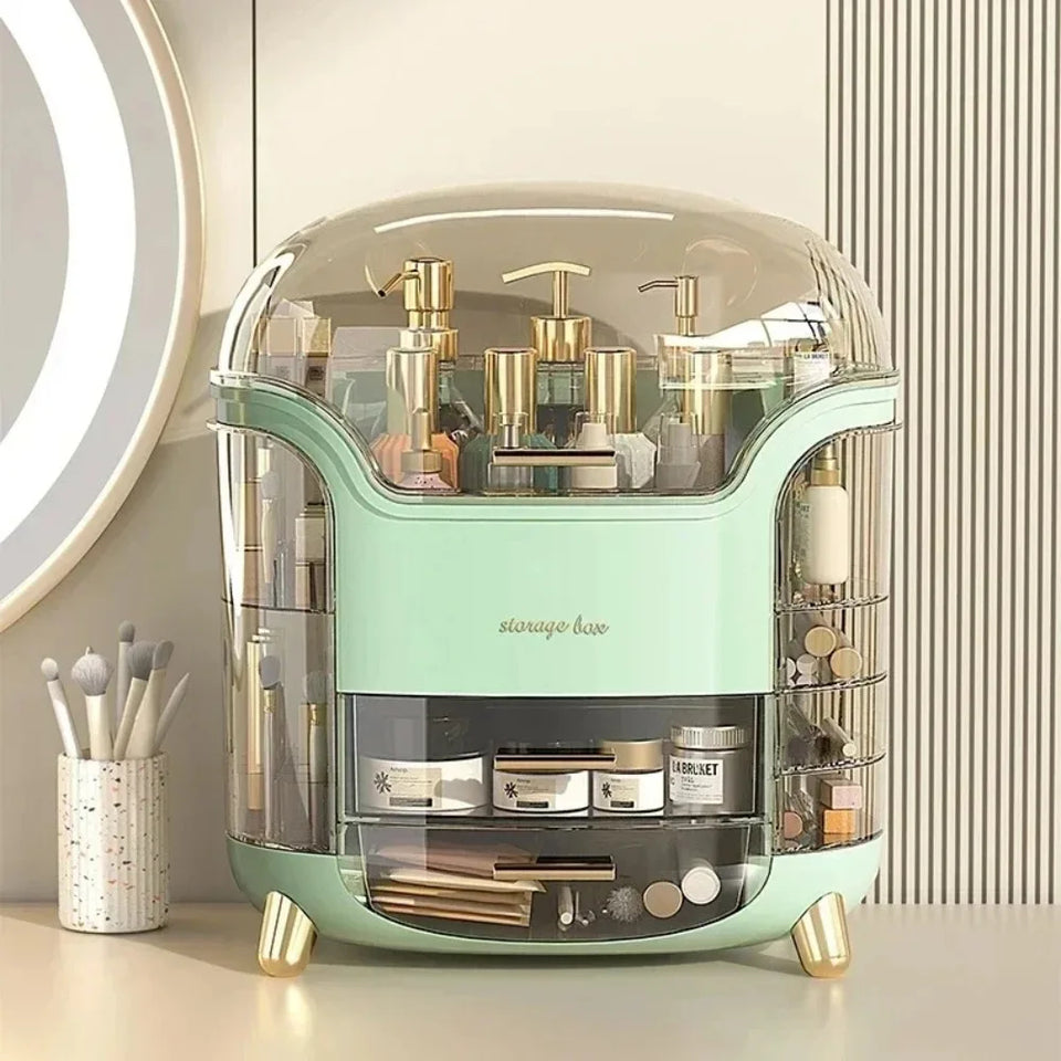 Elegant Multi-Layer Cosmetic Organizer with Lid & Drawers | With Free Bear Gift