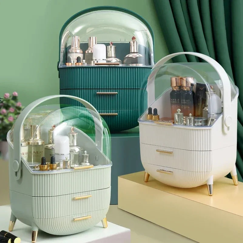 Luxury Portable Cosmetic Organizer Box with Lid & Drawers | With Free Bear Gift