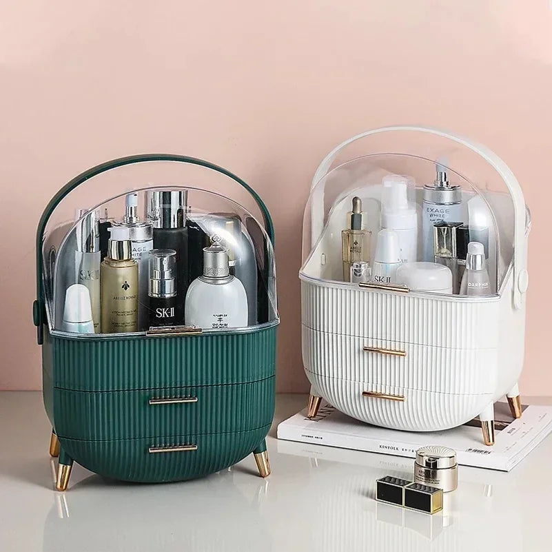 Luxury Portable Cosmetic Organizer Box with Lid & Drawers | With Free Bear Gift