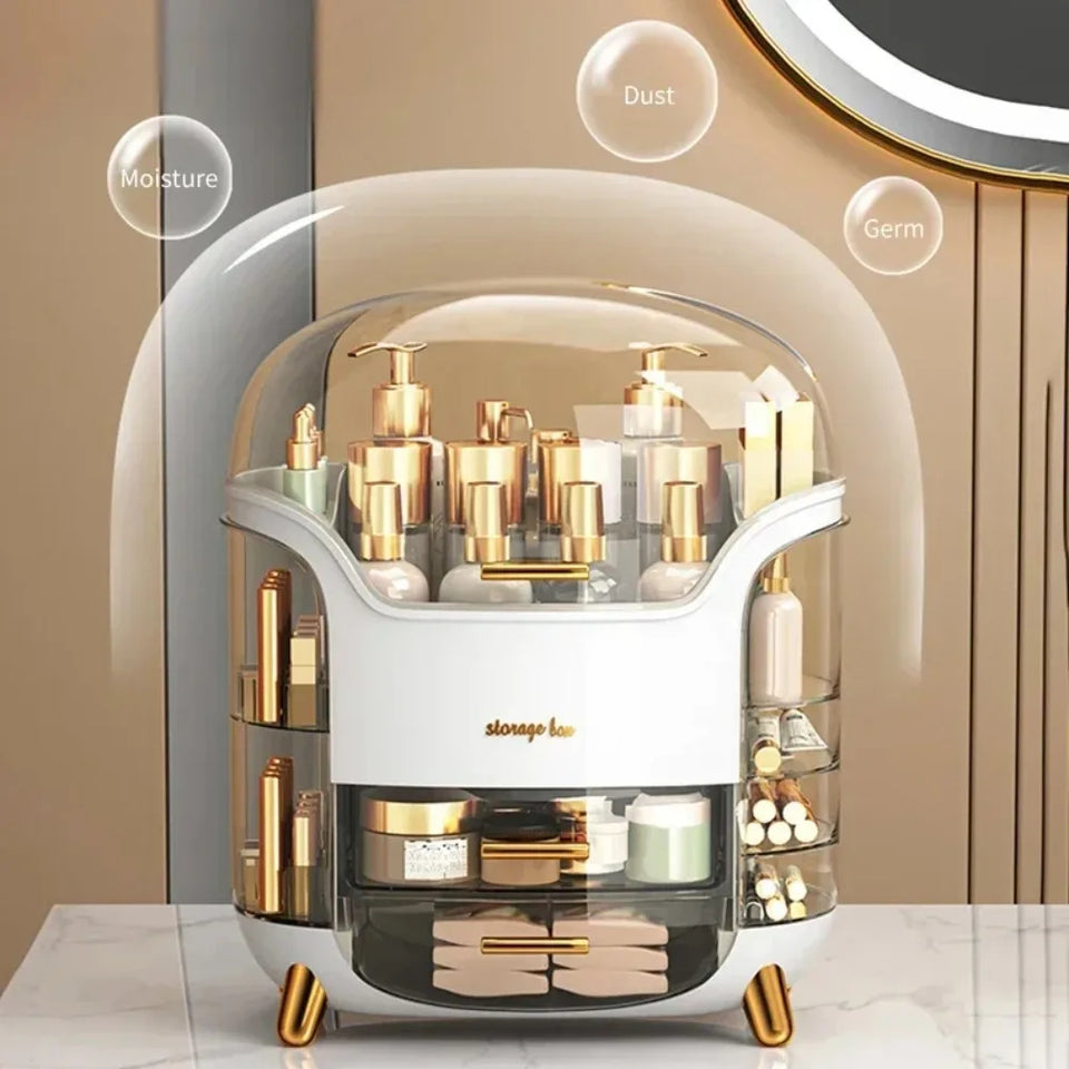Elegant Multi-Layer Cosmetic Organizer with Lid & Drawers | With Free Bear Gift
