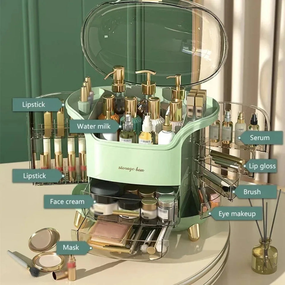 Elegant Multi-Layer Cosmetic Organizer with Lid & Drawers | With Free Bear Gift
